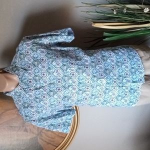 NEW Alan Flusser men's Floral Hexagon Design Short Sleeve Shirt. Large, XL